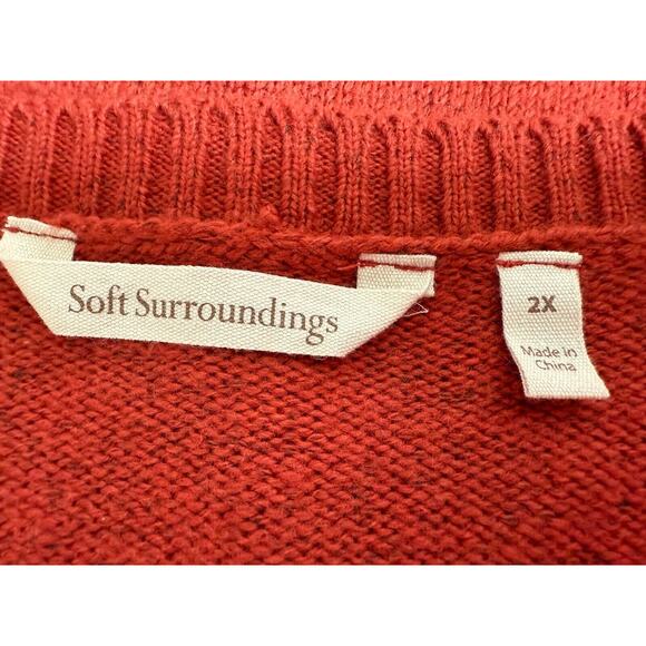 Soft Surroundings V Neck Sweater Womens Sz 2X Pullover Burnt Orange Casual - Picture 10 of 11